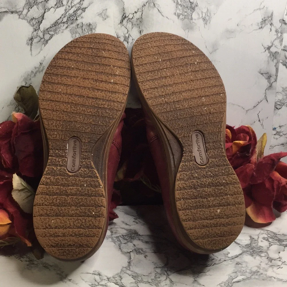 QVC Comfortiva Slouch Burgundy Florian Leather Comfort Loafers